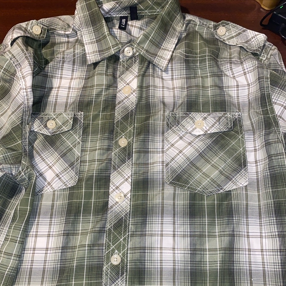 Seventy Seven Olive Green Plaid Casual Long Sleeve Button Men’s XL